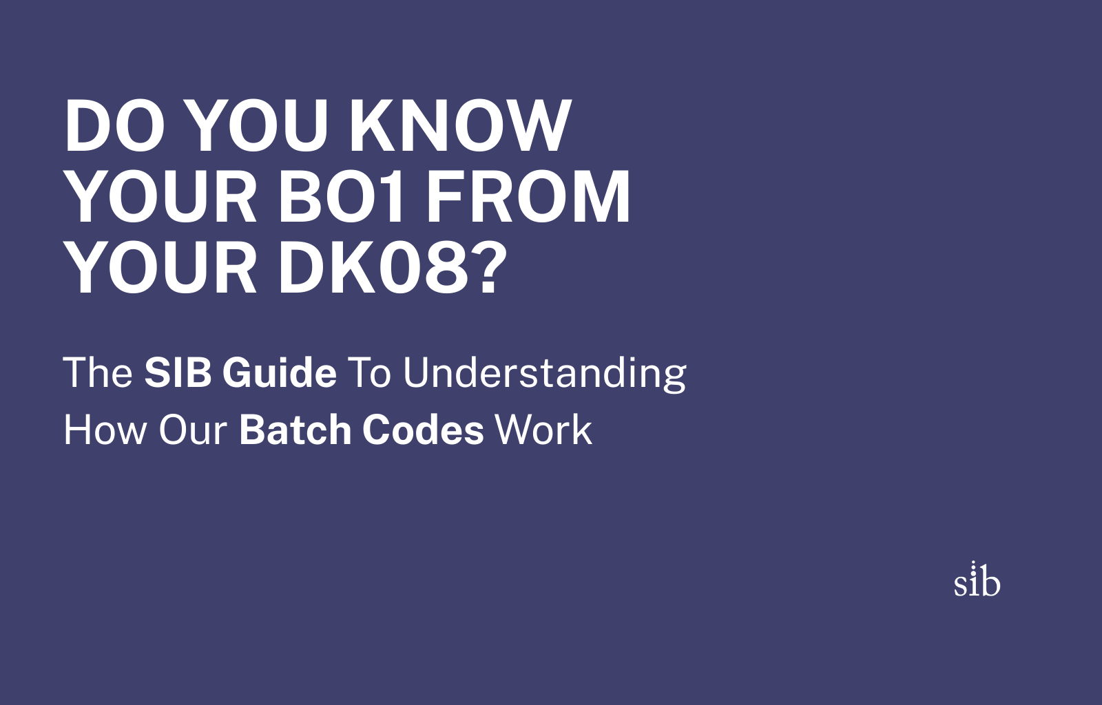 UNDERSTANDING OUR BATCH CODES - Sibland Company